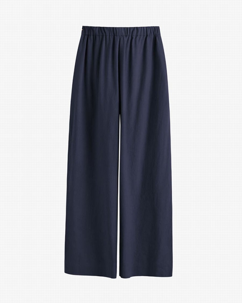 Cuyana Linen Weite Leg Hose Damen Navy | YLM5328ZB