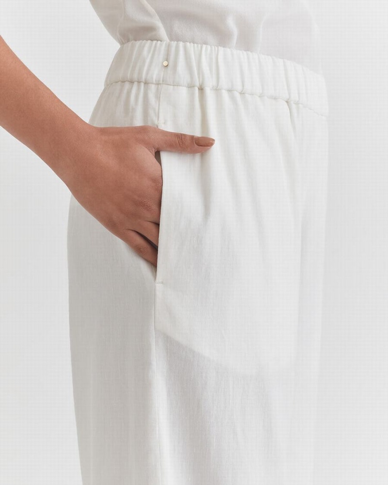 Cuyana Linen Weite Leg Hose Damen Weiß | NPV1074HW