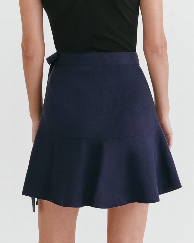 Cuyana Linen Wrap Mini Röcke Damen Navy | PZX3684MH