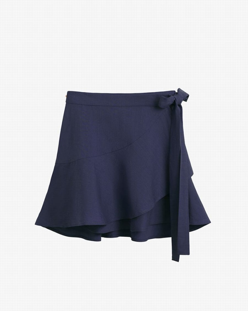 Cuyana Linen Wrap Mini Röcke Damen Navy | PZX3684MH