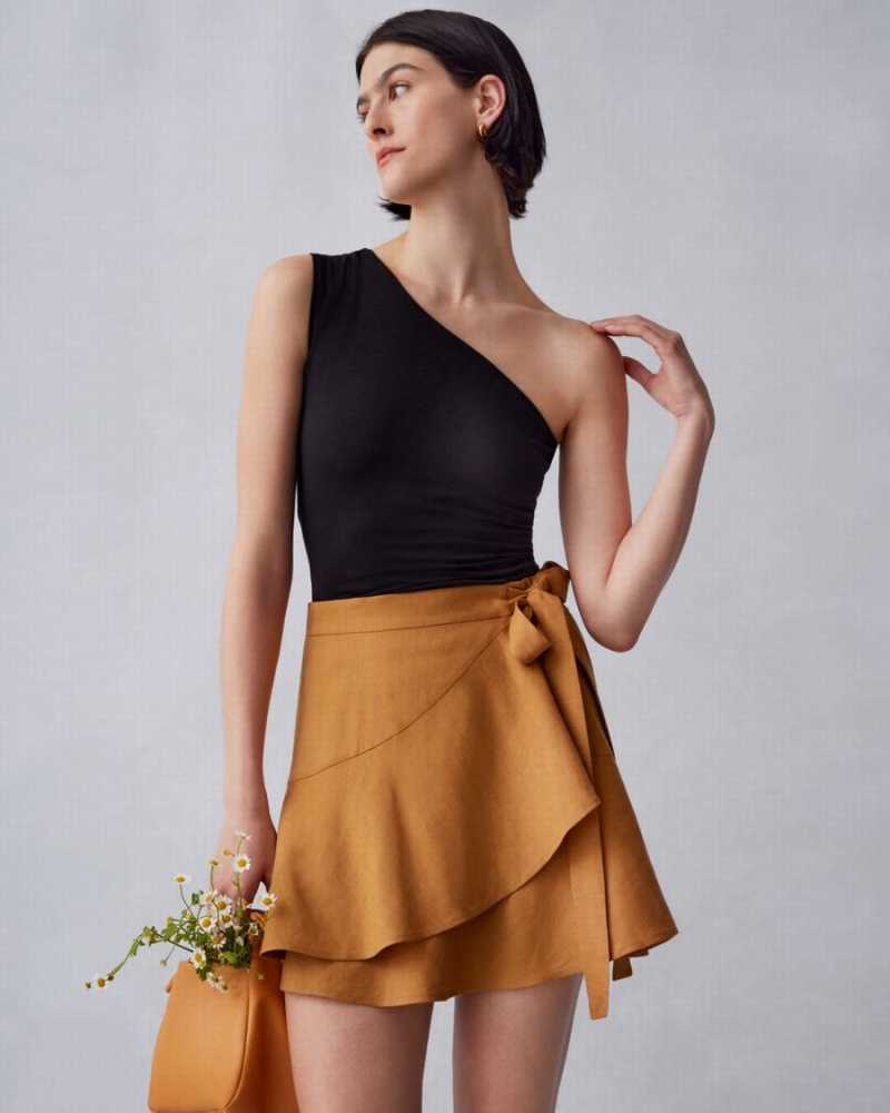 Cuyana Linen Wrap Mini Röcke Damen Orange | MOI3522TG