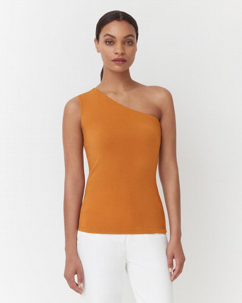 Cuyana One Shoulder Top Muskelshirt Damen Gelb | BXS169AM