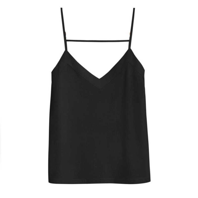 Cuyana Organic Pima Cami Muskelshirt Damen Schwarz | MQT2525DD