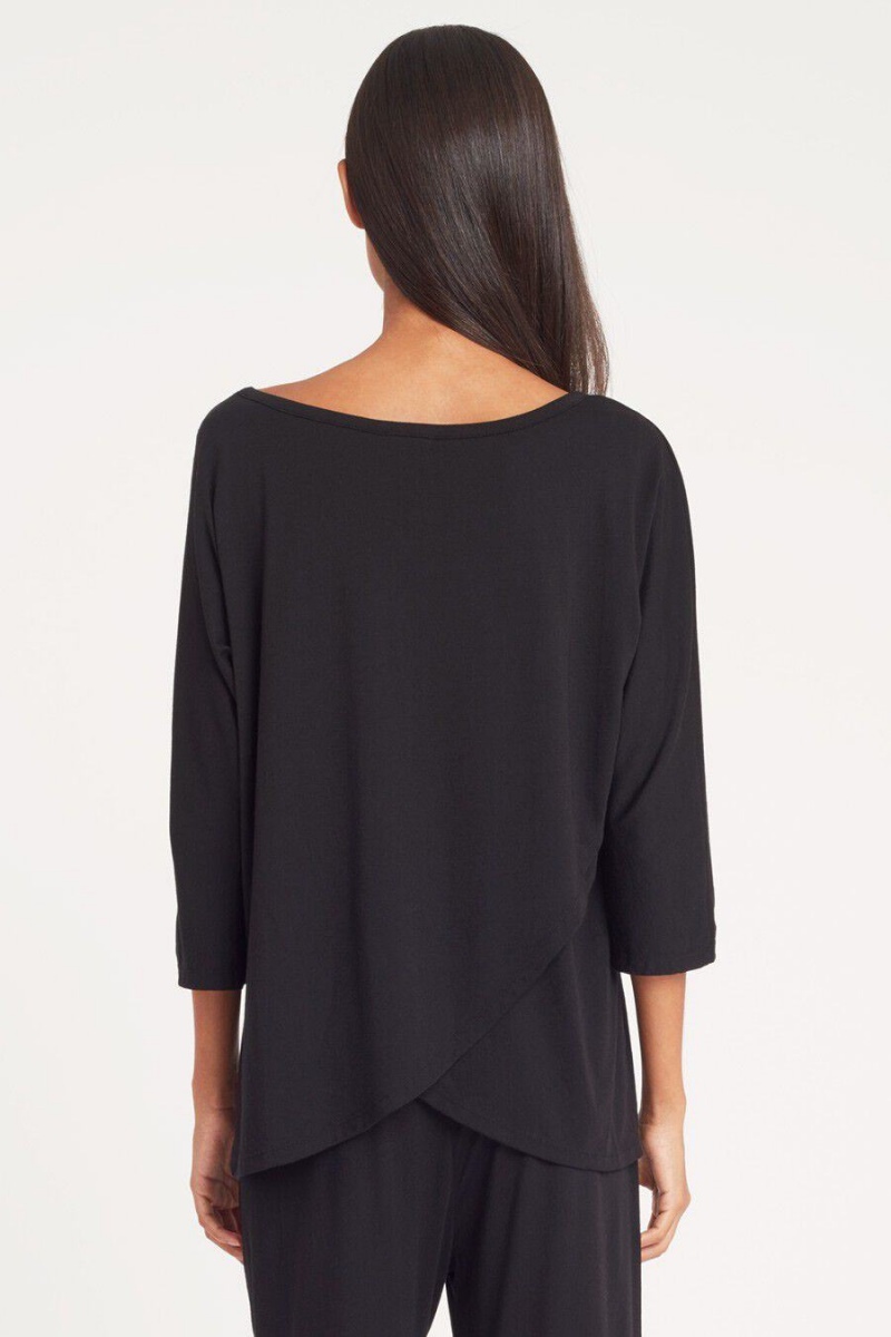 Cuyana Organic Pima Drape-Back T-shirts Damen Schwarz | OKZ4192YQ