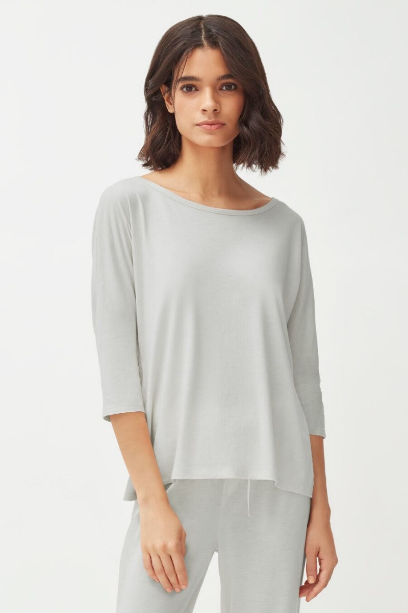 Cuyana Organic Pima Drape-Back T-shirts Damen Grau | XYV328RB