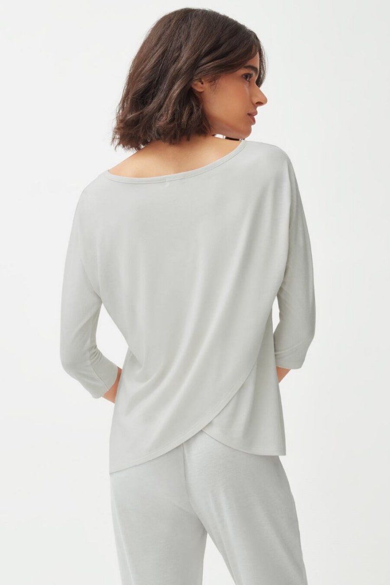 Cuyana Organic Pima Drape-Back T-shirts Damen Grau | XYV328RB