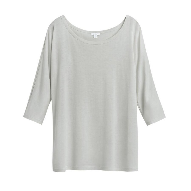 Cuyana Organic Pima Drape-Back T-shirts Damen Grau | XYV328RB