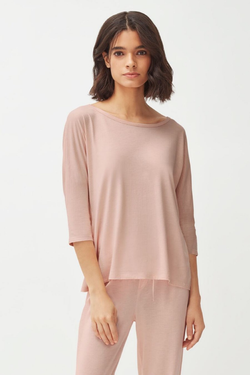 Cuyana Organic Pima Drape-Back T-shirts Damen Rosa | SVI1661OI