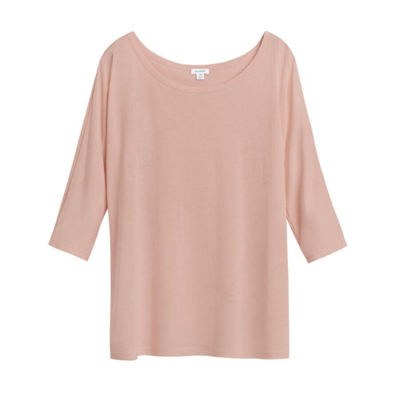 Cuyana Organic Pima Drape-Back T-shirts Damen Rosa | SVI1661OI