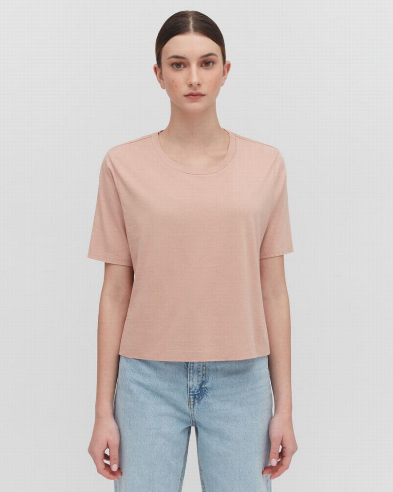 Cuyana Pima Cropped Tee T-shirts Damen Rosa | JBJ716KL