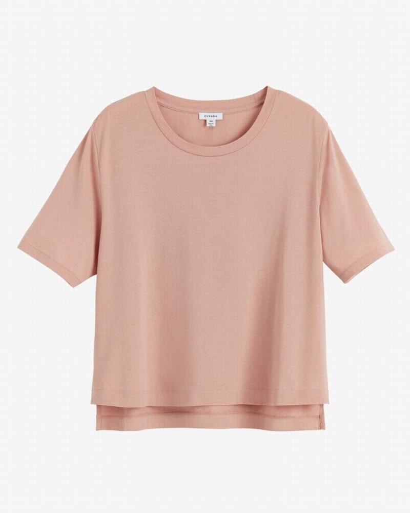 Cuyana Pima Cropped Tee T-shirts Damen Rosa | JBJ716KL