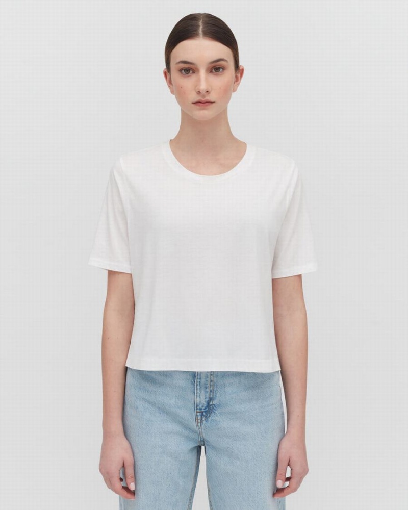 Cuyana Pima Cropped Tee T-shirts Damen Weiß | REQ7539UC