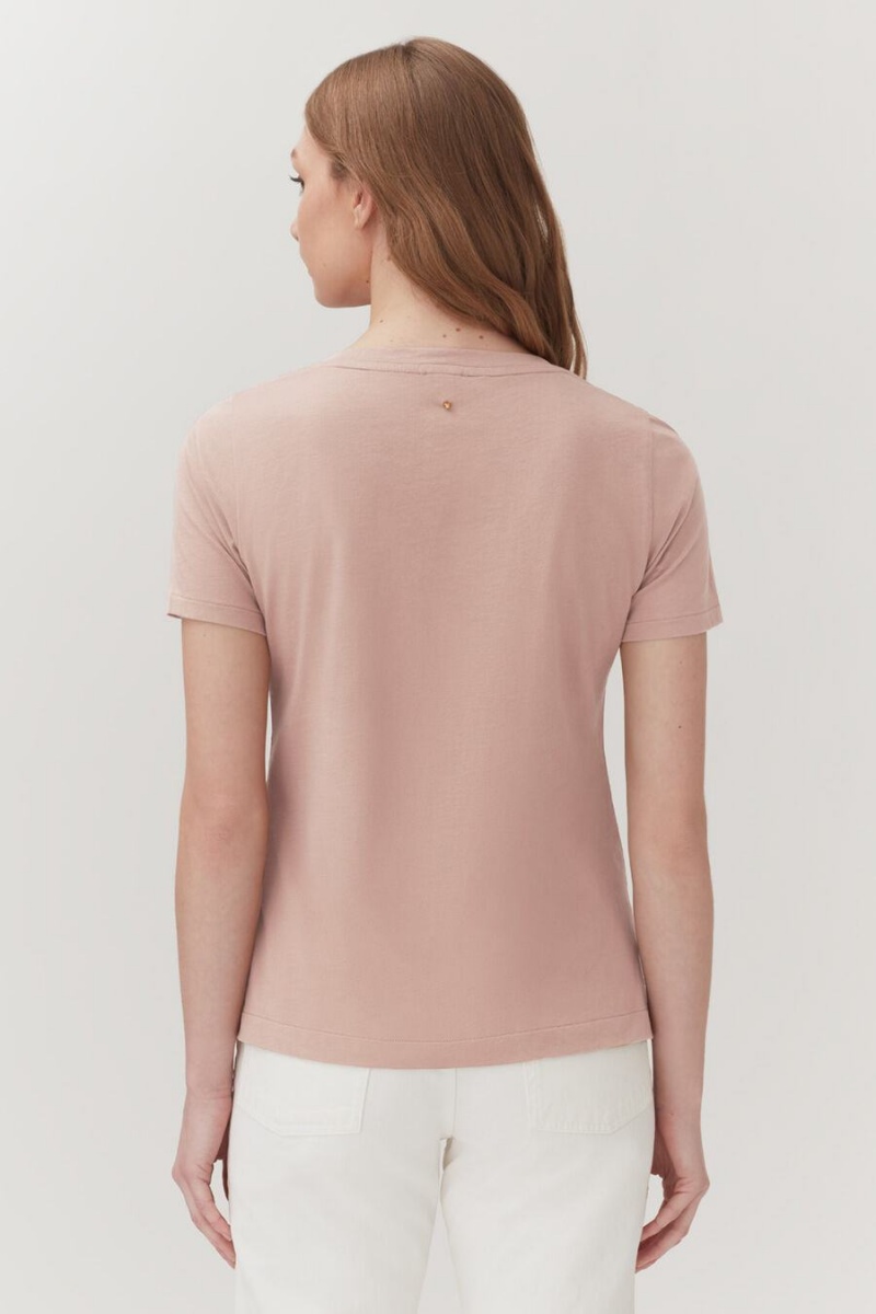 Cuyana Pima V-Neck Tee T-shirts Damen Rosa | VBQ6479HG