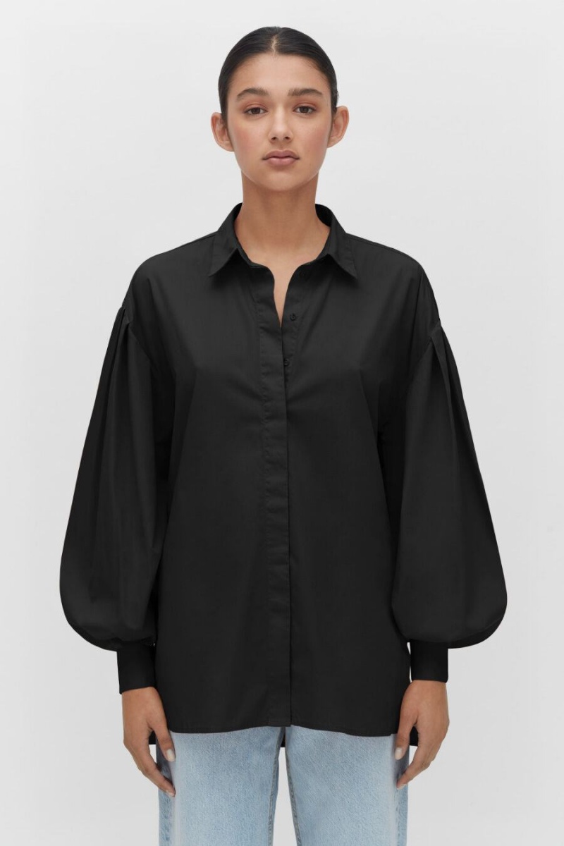 Cuyana Poplin Balloon Sleeve Hemd Damen Schwarz | ZWU945ZW