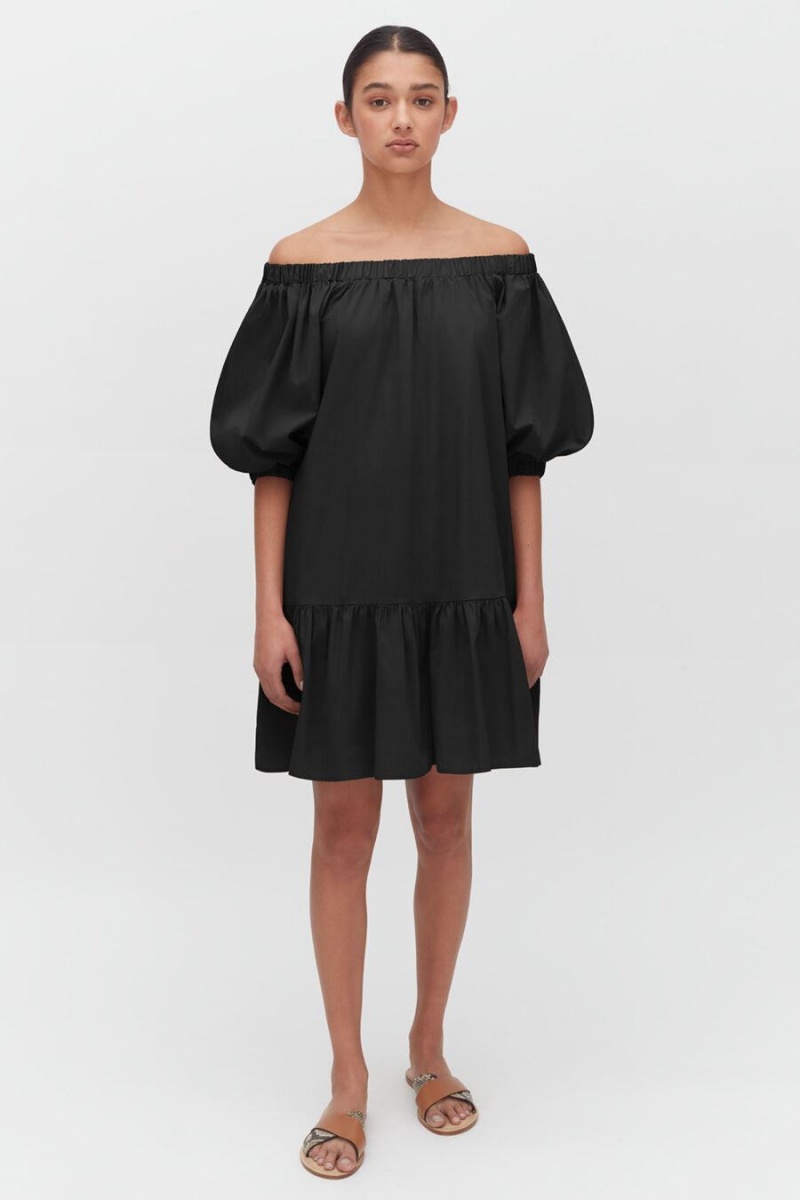 Cuyana Poplin Off The Shoulder Kleid Damen Schwarz | RRT9543NN