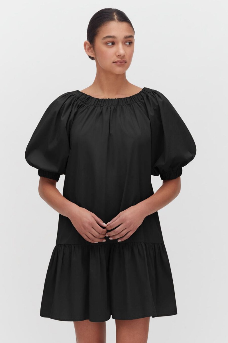 Cuyana Poplin Off The Shoulder Kleid Damen Schwarz | RRT9543NN