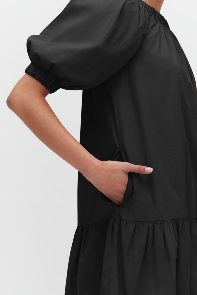 Cuyana Poplin Off The Shoulder Kleid Damen Schwarz | RRT9543NN