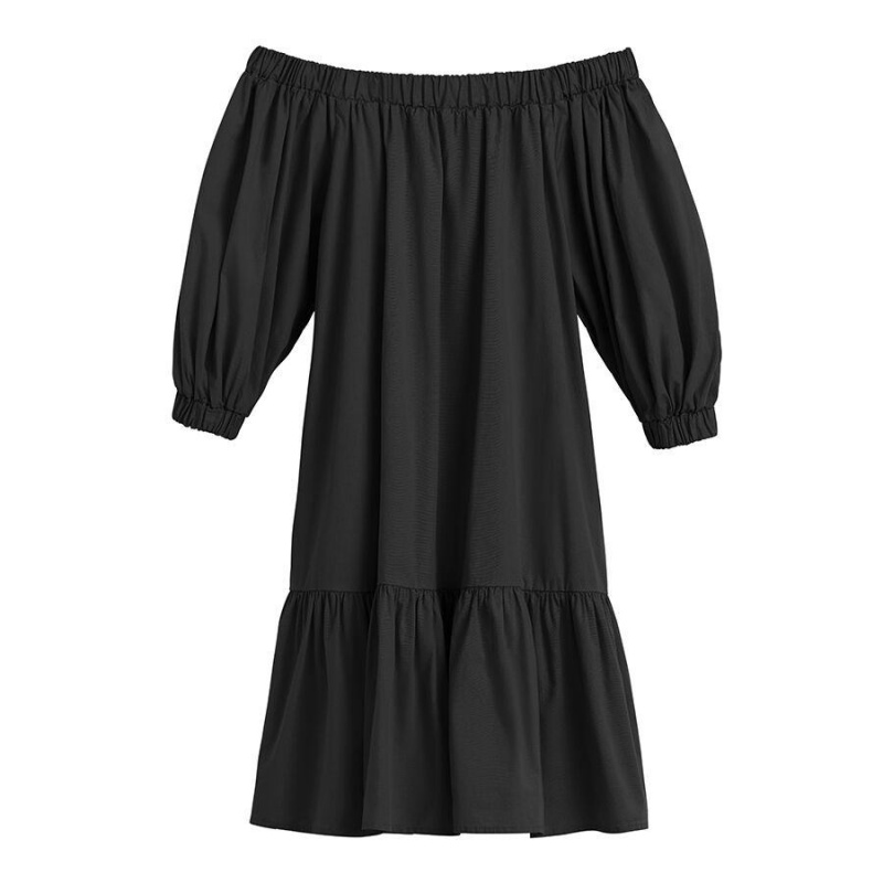 Cuyana Poplin Off The Shoulder Kleid Damen Schwarz | RRT9543NN