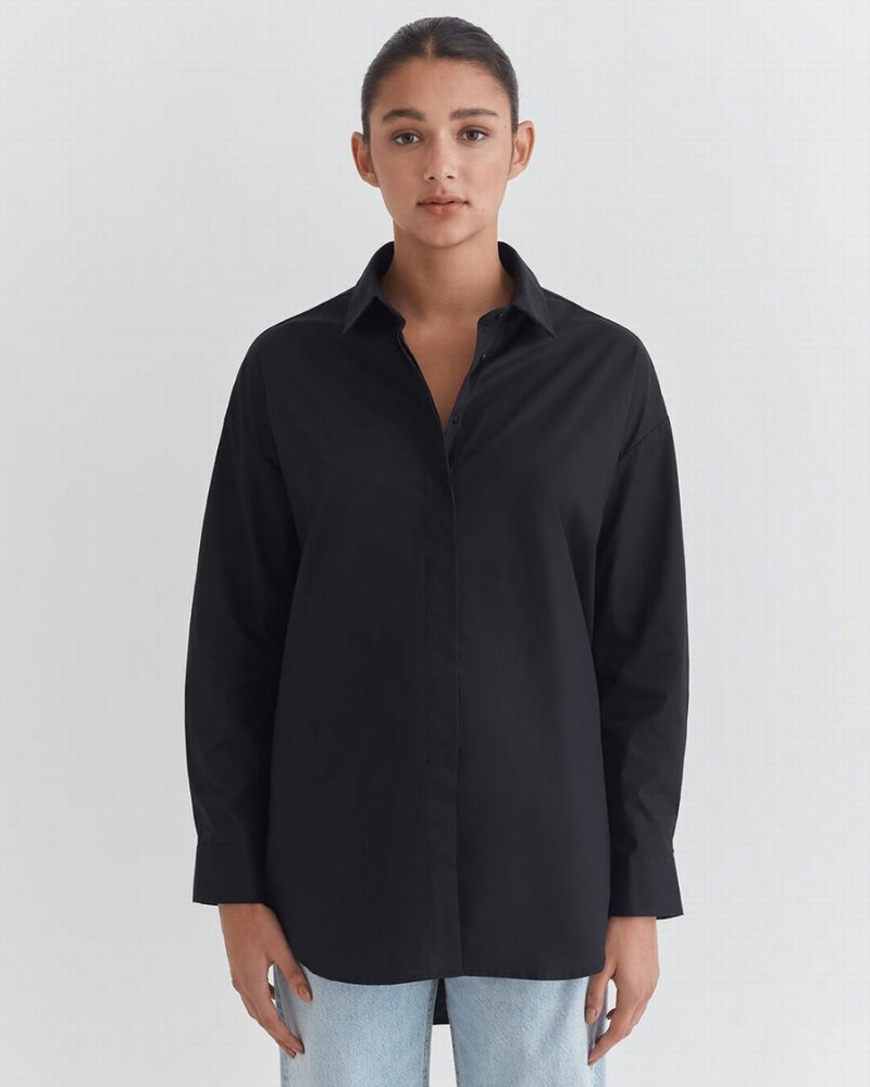 Cuyana Poplin Oversized Hemd Damen Schwarz | RNG7611PO