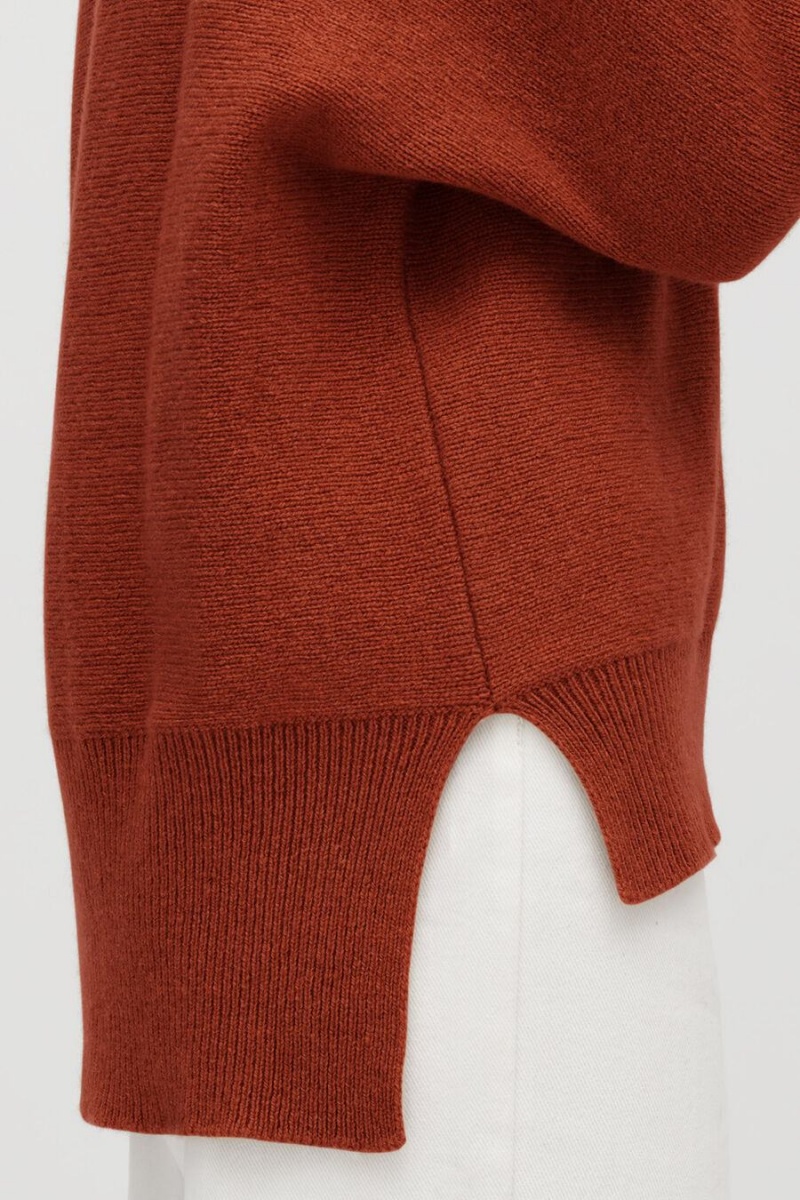 Cuyana Recycled Cashmere Split-Neck Pullover Damen Dunkelorange | FYF542YU