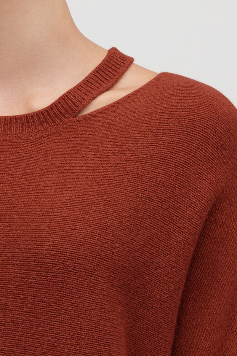 Cuyana Recycled Cashmere Split-Neck Pullover Damen Dunkelorange | FYF542YU