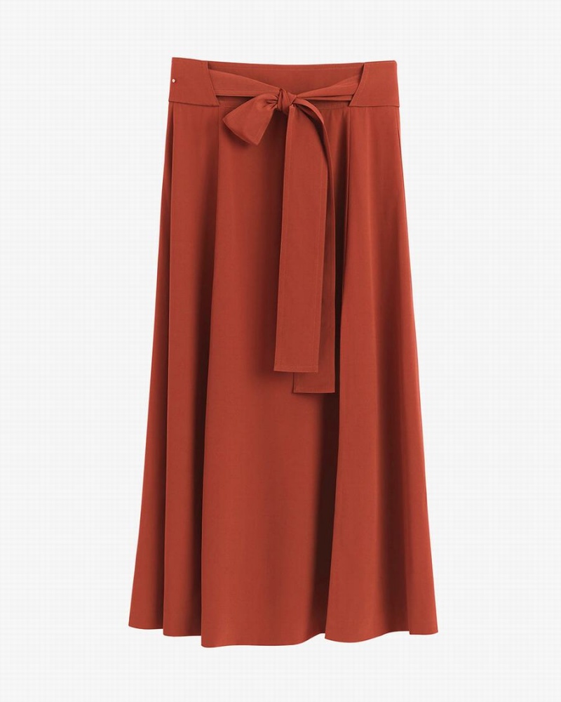 Cuyana Silk Belted Midi Röcke Damen Rot | RJU617HY