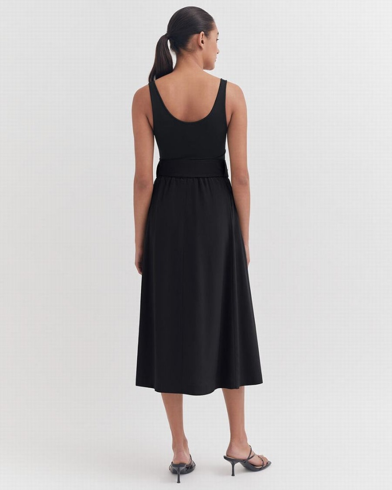 Cuyana Silk Belted Midi Röcke Damen Schwarz | UJO8492SK