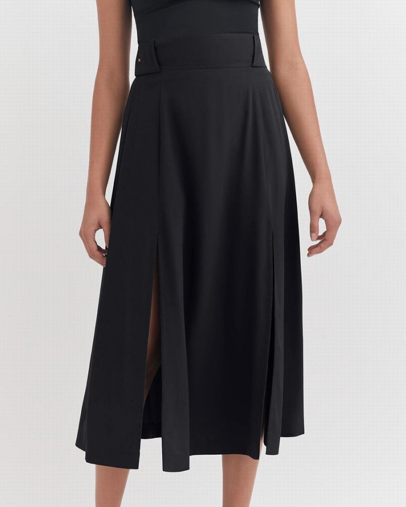 Cuyana Silk Belted Midi Röcke Damen Schwarz | UJO8492SK