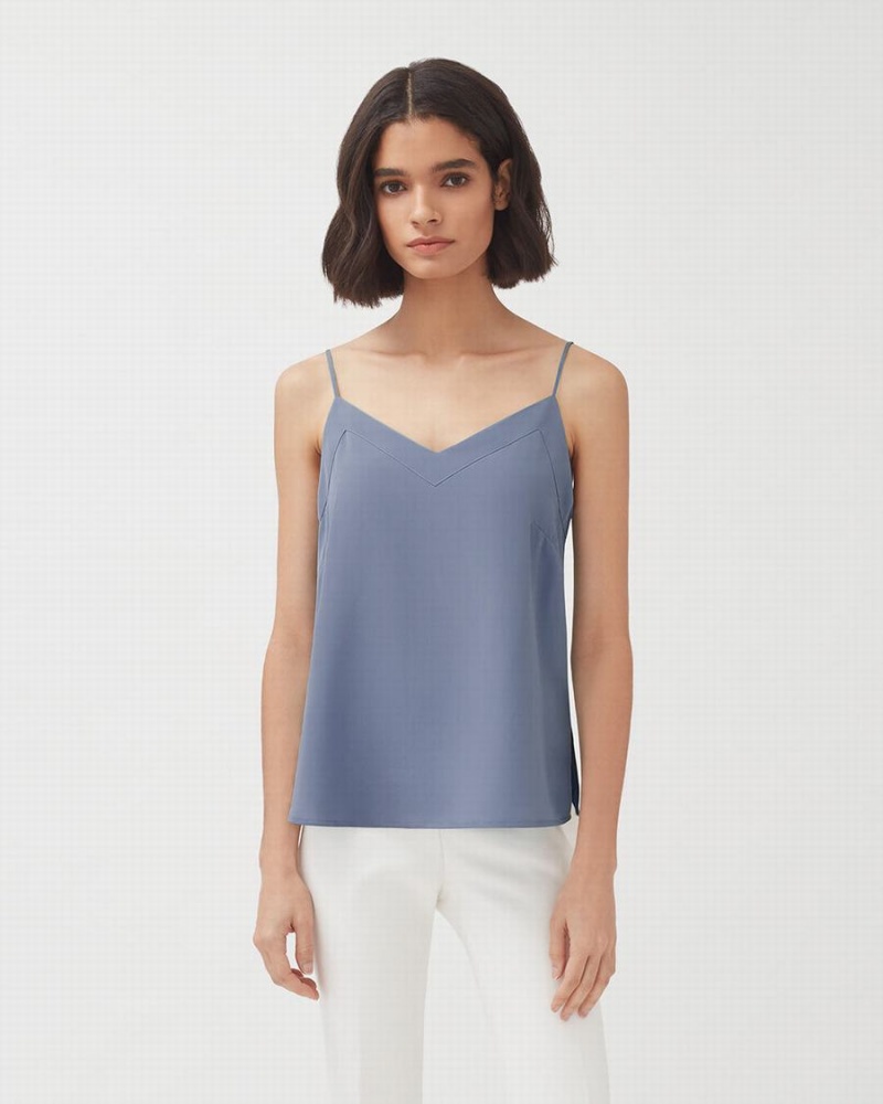 Cuyana Silk Cami Muskelshirt Damen Blau | DZN2142NY