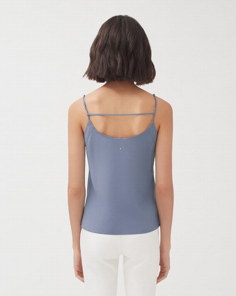 Cuyana Silk Cami Muskelshirt Damen Blau | DZN2142NY