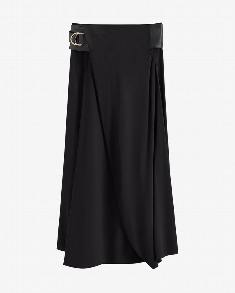 Cuyana Silk Draped Röcke Damen Schwarz | TEI2546KW