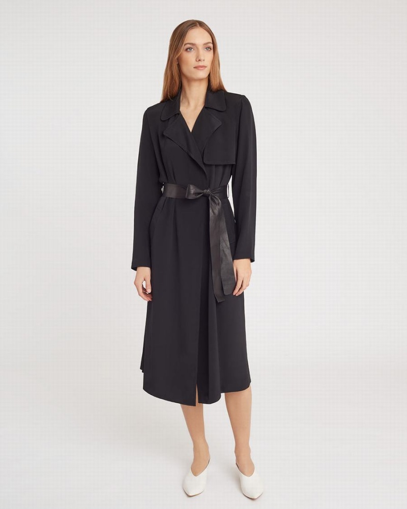 Cuyana Silk Klassische Trench Windjacke Damen Schwarz | ZOY7260IG