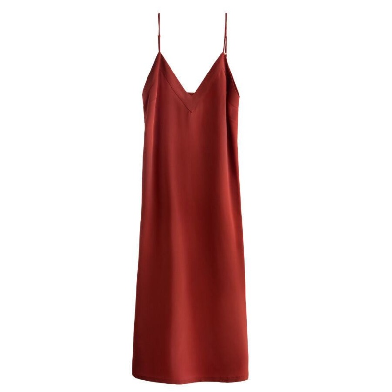 Cuyana Silk Slip Kleid Damen Dunkelrot | QMY272CZ