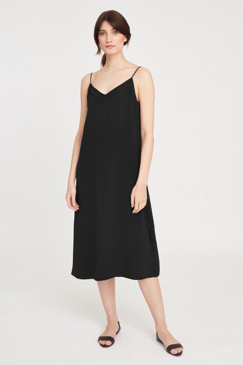 Cuyana Silk Slip Kleid Damen Schwarz | VPN3093YR