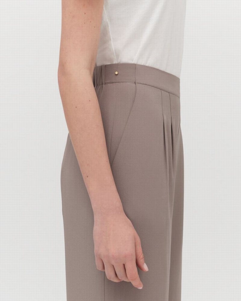 Cuyana Silk Weite-Leg Hose Damen Hellbraun | WOJ582VB