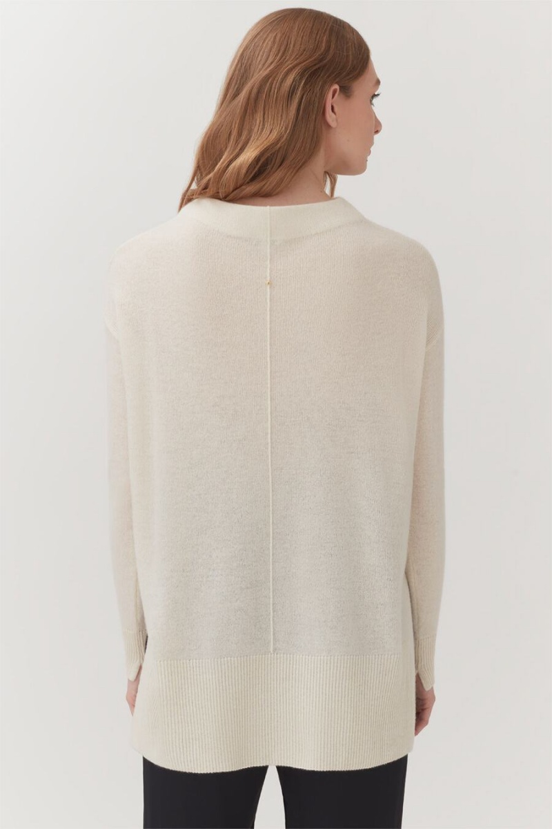 Cuyana Single-Origin Cashmere Funnel Neck Pullover Damen Weiß | EYY4874QU