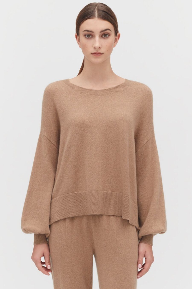 Cuyana Single-Origin Cashmere Open Side Pullover Damen Braun | LFG7617XY