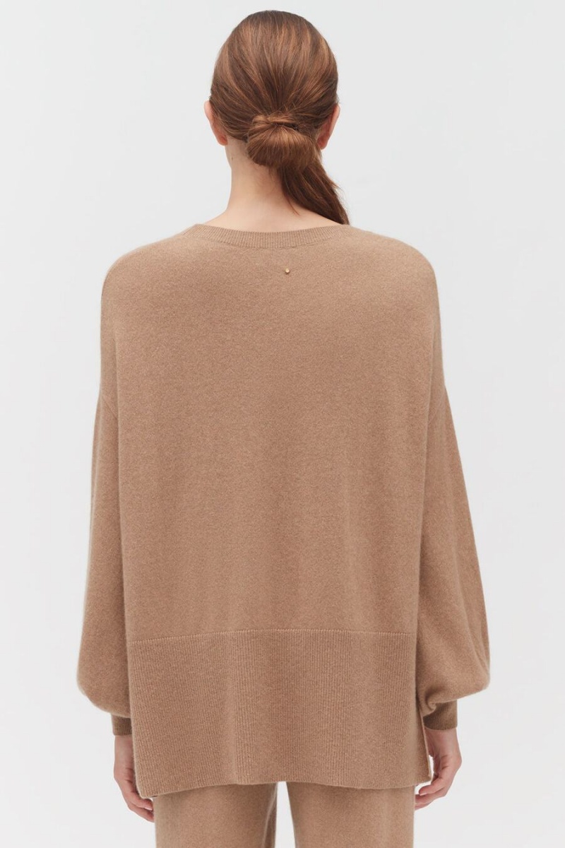 Cuyana Single-Origin Cashmere Open Side Pullover Damen Braun | LFG7617XY