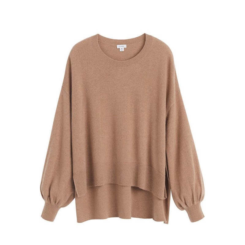 Cuyana Single-Origin Cashmere Open Side Pullover Damen Braun | LFG7617XY