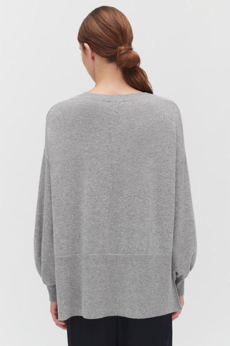 Cuyana Single-Origin Cashmere Open Side Pullover Damen Hellgrau | IMK766JF