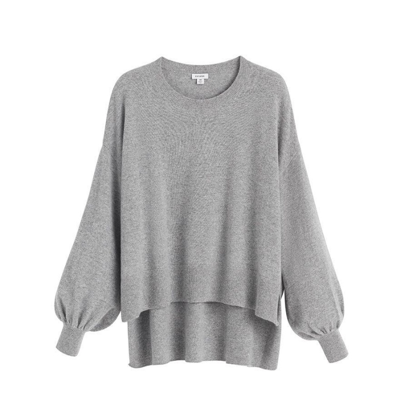 Cuyana Single-Origin Cashmere Open Side Pullover Damen Hellgrau | IMK766JF