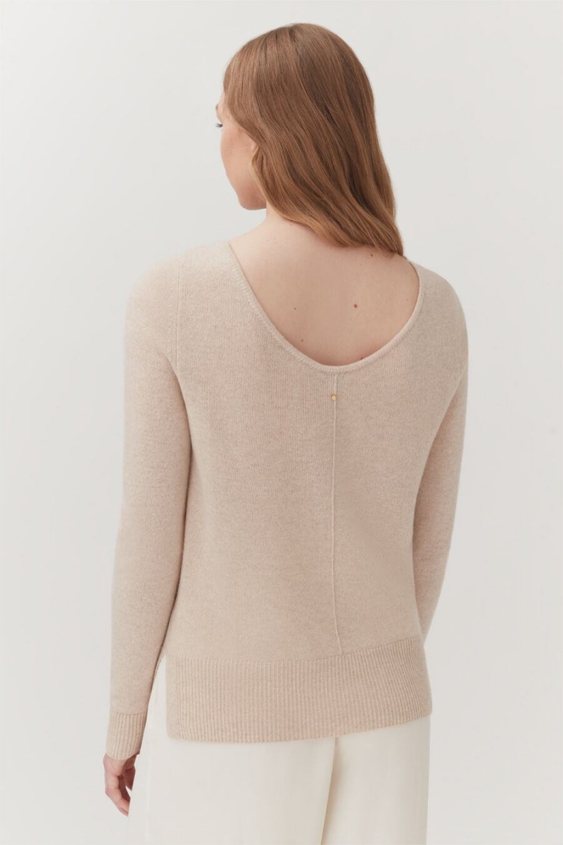 Cuyana Single-Origin Cashmere Scoop Neck Pullover Damen Beige | TNZ947ZS