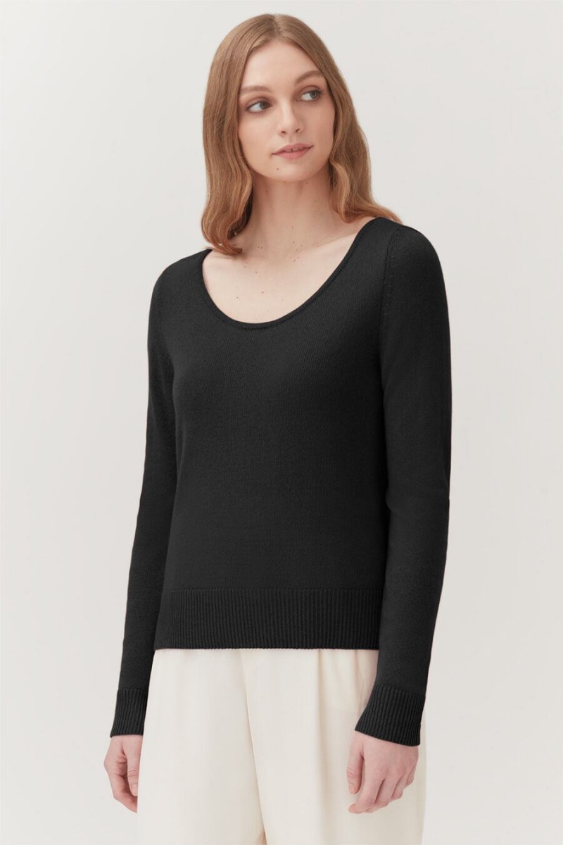 Cuyana Single-Origin Cashmere Scoop Neck Pullover Damen Schwarz | DWQ9987LW