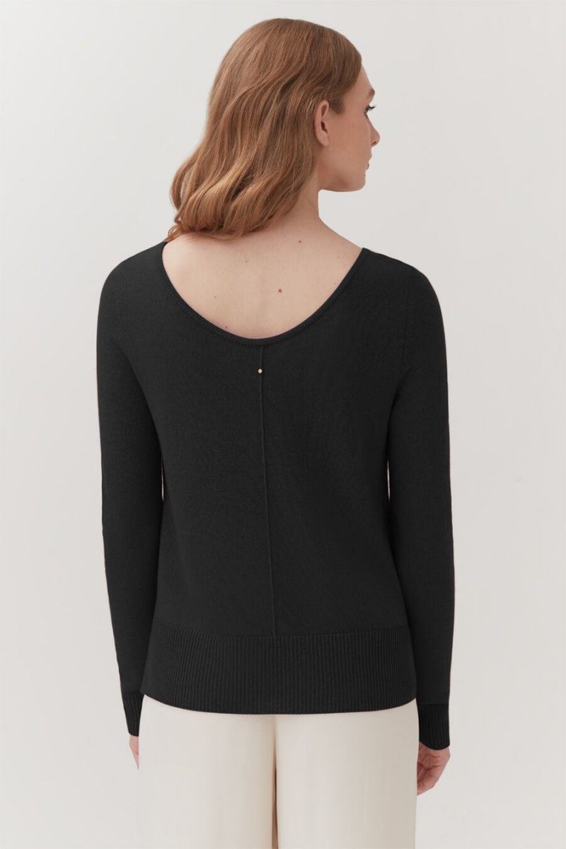 Cuyana Single-Origin Cashmere Scoop Neck Pullover Damen Schwarz | DWQ9987LW