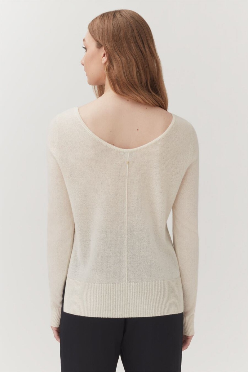 Cuyana Single-Origin Cashmere Scoop Neck Pullover Damen Weiß | EPE3528NO