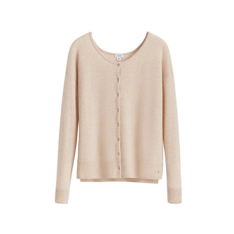 Cuyana Single-Origin Cashmere Strickjacke Damen Beige | JNO987XO