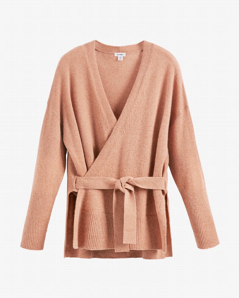 Cuyana Single Origin Cashmere Wrap Pullover Damen Beige | XSW948CS