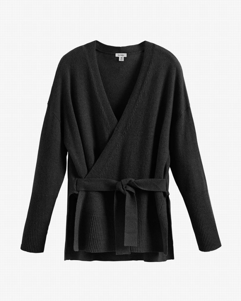 Cuyana Single Origin Cashmere Wrap Pullover Damen Schwarz | VRU1981WW