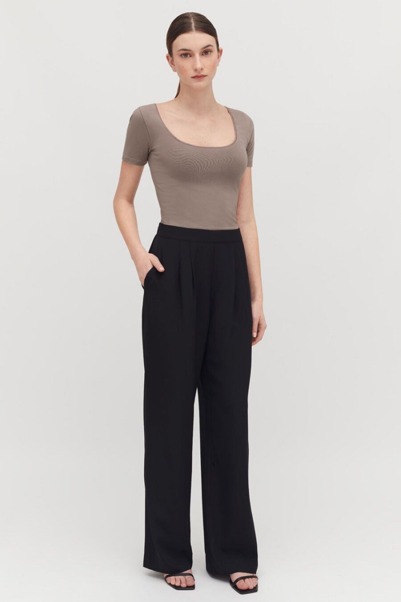 Cuyana Stretch Scoop Neck Tee T-shirts Damen Hellbraun | MTV5087VA