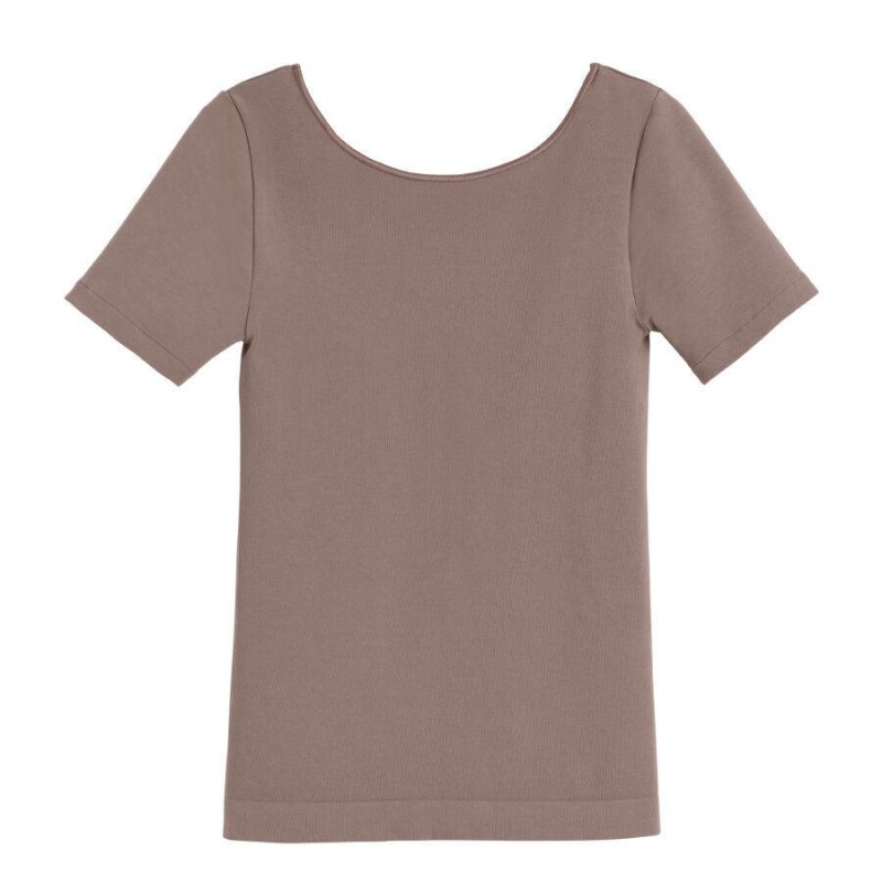 Cuyana Stretch Scoop Neck Tee T-shirts Damen Hellbraun | MTV5087VA